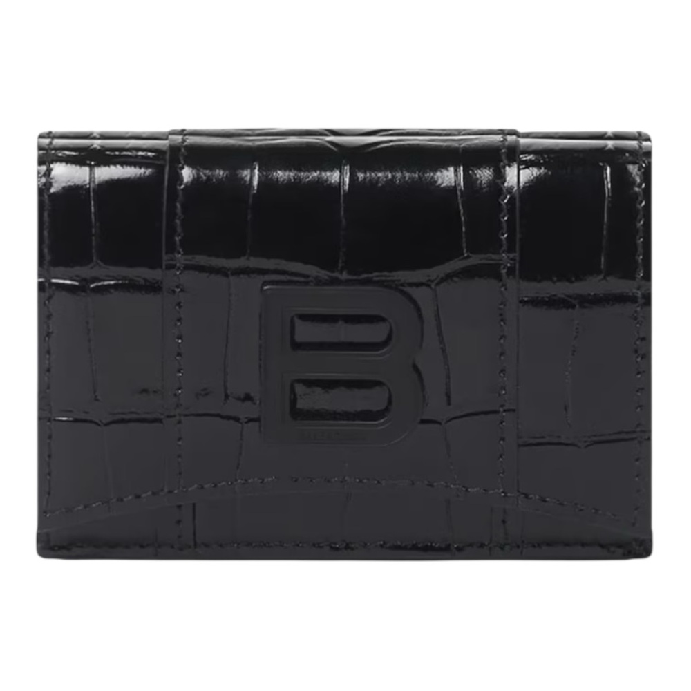 Balenciaga Croc Embossed Hourglass Trifold Wallet